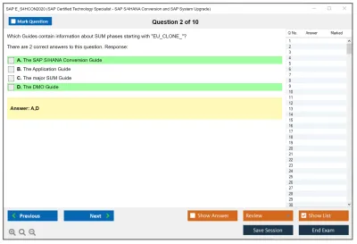 SAP E_S4HCON2020 SAP Certified Technology Specialist - SAP S/4HANA Conversion and SAP System Upgrade Practice test exam simulator test engine exam Prep practice test questions answers Image 2