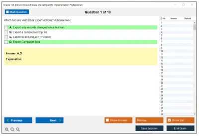 Oracle 1z0-340-22 Oracle Eloqua Marketing 2022 Implementation Professional Practice test exam simulator test engine exam Prep practice test questions answers Image 1