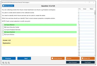 Microsoft AZ-500 Microsoft Azure Security Technologies Practice test exam simulator test engine exam Prep practice test questions answers Image 12