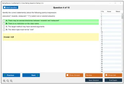 SpringSource CoreSpringV3.2 Core-Spring (based on Spring 3.2) Practice test exam simulator test engine exam Prep practice test questions answers Image 4