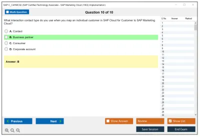 SAP C_C4HMC92 SAP Certified Technology Associate - SAP Marketing Cloud (1902) Implementation Practice test exam simulator test engine exam Prep practice test questions answers Image 10