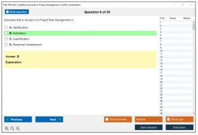 PMI PMI-002 Certified Associate in Project Management (CAPM) Certification Practice test exam simulator test engine exam Prep practice test questions answers Image 8