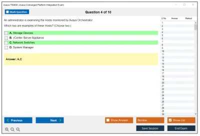Avaya 75940X Avaya Converged Platform Integration Exam Practice test exam simulator test engine exam Prep practice test questions answers Image 4