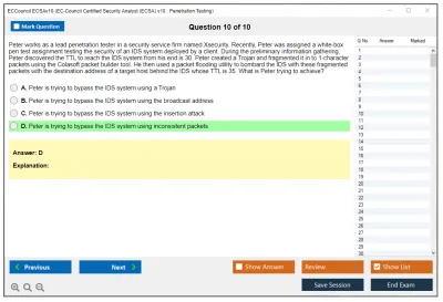 ECCouncil ECSAv10 EC-Council Certified Security Analyst (ECSA) v10 : Penetration Testing Practice test exam simulator test engine exam Prep practice test questions answers Image 10
