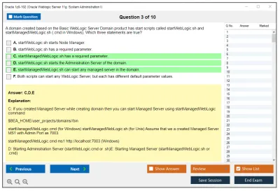 Oracle 1z0-102 Oracle Weblogic Server 11g: System Administration I Practice test exam simulator test engine exam Prep practice test questions answers Image 3
