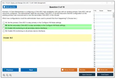 Citrix 1Y0-241 Deploy and Manage Citrix ADC with Traffic Management Practice test exam simulator test engine exam Prep practice test questions answers Image 5