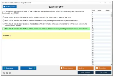 CIW 1D0-541 CIW v5 Database Design Specialist Practice test exam simulator test engine exam Prep practice test questions answers Image 9