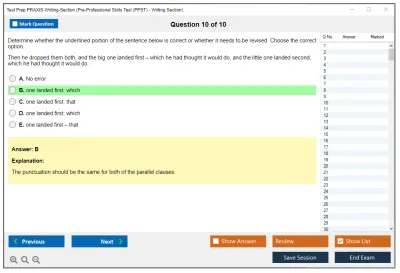 Test Prep PRAXIS-Writing-Section Pre-Professional Skills Test (PPST) - Writing Section Practice test exam simulator test engine exam Prep practice test questions answers Image 10