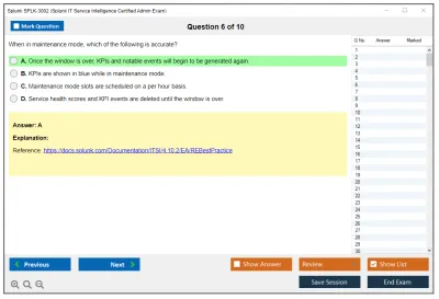 Splunk SPLK-3002 Splunk IT Service Intelligence Certified Admin Exam Practice test exam simulator test engine exam Prep practice test questions answers Image 6