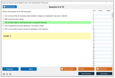 Oracle 1z0-1035-22 Oracle Intelligent Advisor 2022 Implementation Professional Practice test exam simulator test engine exam Prep practice test questions answers Image 8