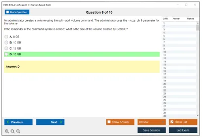 EMC E22-214 ScaleIO 1.x Server-Based SAN Practice test exam simulator test engine exam Prep practice test questions answers Image 8