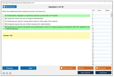 Cisco 500-710 Video Infrastructure Implementation (VII) Practice test exam simulator test engine exam Prep practice test questions answers Image 3