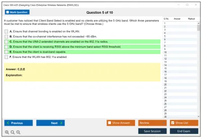 Cisco 300-425 Designing Cisco Enterprise Wireless Networks (ENWLSD) Practice test exam simulator test engine exam Prep practice test questions answers Image 5