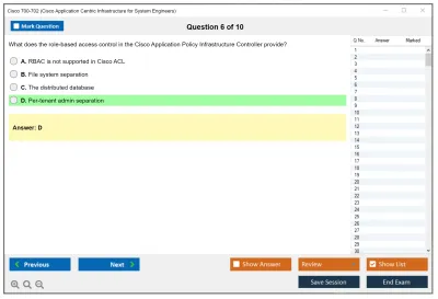 Cisco 700-702 Cisco Application Centric Infrastructure for System Engineers Practice test exam simulator test engine exam Prep practice test questions answers Image 6