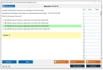 Qlik QV12SA QlikView 12 System Administrator Certification Exam Practice test exam simulator test engine exam Prep practice test questions answers Image 10