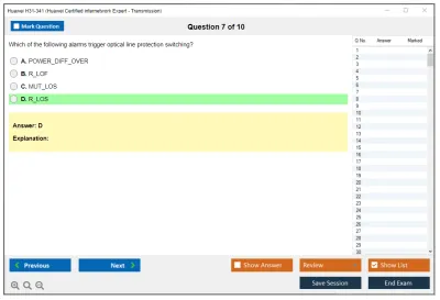 Huawei H31-341 Huawei Certified internetwork Expert - Transmission Practice test exam simulator test engine exam Prep practice test questions answers Image 7