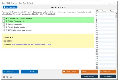 Cisco 500-220 Engineering Cisco Meraki Solutions (ECMS) v2.2 Practice test exam simulator test engine exam Prep practice test questions answers Image 2