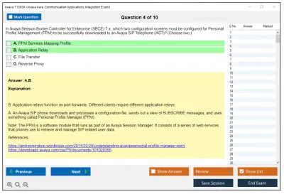 Avaya 71300X Avaya Aura Communication Applications Integration Exam Practice test exam simulator test engine exam Prep practice test questions answers Image 4