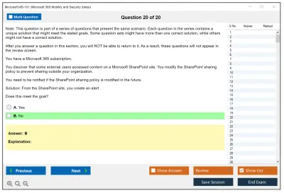Microsoft MS-101 Microsoft 365 Mobility and Security Practice test exam simulator test engine exam Prep practice test questions answers Image 20