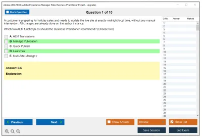 Adobe AD5-E803 Adobe Experience Manager Sites Business Practitioner Expert - Upgrade Practice test exam simulator test engine exam Prep practice test questions answers Image 1