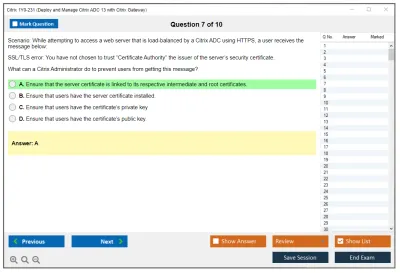 Citrix 1Y0-231 Deploy and Manage Citrix ADC 13 with Citrix Gateway Practice test exam simulator test engine exam Prep practice test questions answers Image 7
