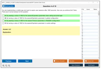 SAP C_C4H620_24 SAP Certified Development AssociateSAP Customer Data Cloud Practice test exam simulator test engine exam Prep practice test questions answers Image 4