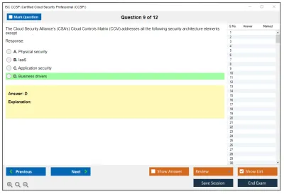 ISC2 CCSP Certified Cloud Security Professional (CCSP) Practice test exam simulator test engine exam Prep practice test questions answers Image 9