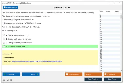 Microsoft 70-765 Provisioning SQL Databases Practice test exam simulator test engine exam Prep practice test questions answers Image 11