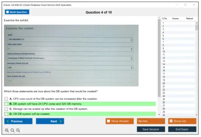 Oracle 1z0-998-20 Oracle Database Cloud Service 2020 Specialist Practice test exam simulator test engine exam Prep practice test questions answers Image 4