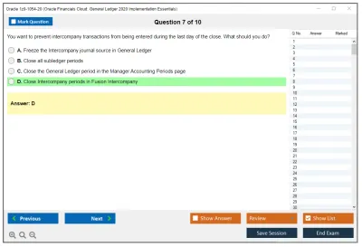 Oracle 1z0-1054-20 Oracle Financials Cloud: General Ledger 2020 Implementation Essentials Practice test exam simulator test engine exam Prep practice test questions answers Image 7