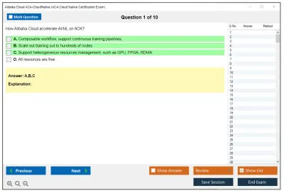 Alibaba Cloud ACA-CloudNative ACA Cloud Native Certification Exam Practice test exam simulator test engine exam Prep practice test questions answers Image 1