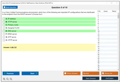 Cisco 642-278 Implementing CUCM for TelePresence Video Solutions (PAIUCMTV) Practice test exam simulator test engine exam Prep practice test questions answers Image 5