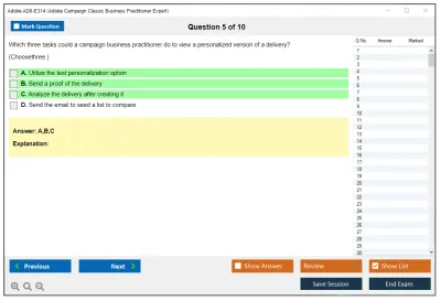Adobe AD0-E314 Adobe Campaign Classic Business Practitioner Expert Practice test exam simulator test engine exam Prep practice test questions answers Image 5