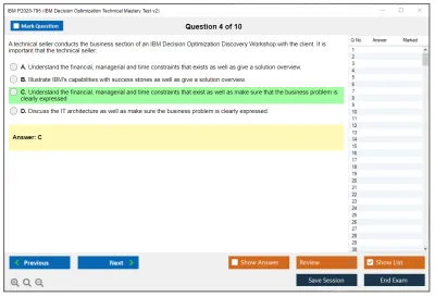 IBM P2020-795 IBM Decision Optimization Technical Mastery Test v2 Practice test exam simulator test engine exam Prep practice test questions answers Image 4
