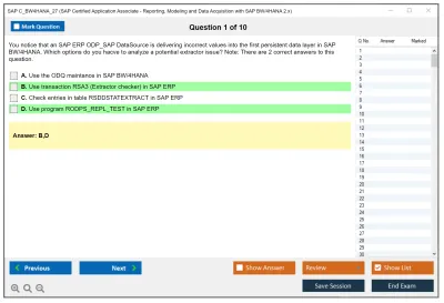 SAP C_BW4HANA_27 SAP Certified Associate - Reporting, Modeling and Data Acquisition with SAP BW/4HANA 2.x Practice test exam simulator test engine exam Prep practice test questions answers Image 1