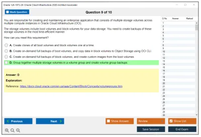 Oracle 1z0-1072-20 Oracle Cloud Infrastructure 2020 Architect Associate Practice test exam simulator test engine exam Prep practice test questions answers Image 9