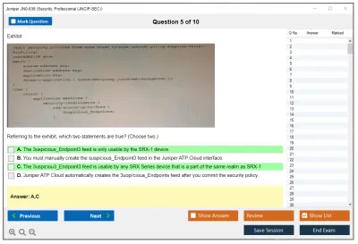 Juniper JN0-636 Security, Professional (JNCIP-SEC) Practice test exam simulator test engine exam Prep practice test questions answers Image 5