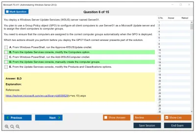 Microsoft 70-411 Administering Windows Server 2012 Practice test exam simulator test engine exam Prep practice test questions answers Image 6