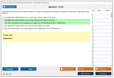 Oracle 1z0-1083-22 Oracle Narrative Reporting 2022 Implementation Professional Practice test exam simulator test engine exam Prep practice test questions answers Image 1