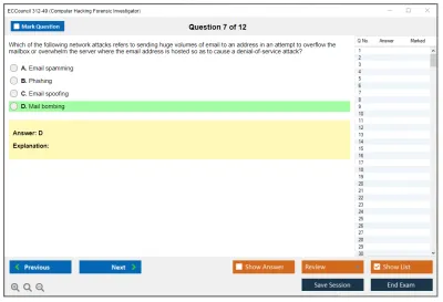 ECCouncil 312-49 Computer Hacking Forensic Investigator Practice test exam simulator test engine exam Prep practice test questions answers Image 7