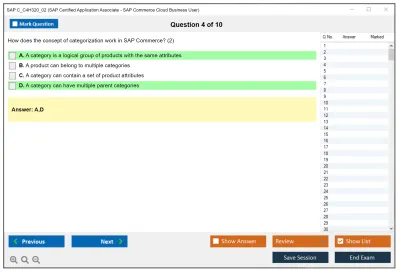 SAP C_C4H320_02 SAP Certified Application Associate - SAP Commerce Cloud Business User Practice test exam simulator test engine exam Prep practice test questions answers Image 4