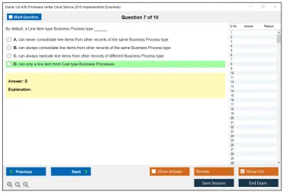 Oracle 1z0-439 Primavera Unifier Cloud Service 2016 Implementation Essentials Practice test exam simulator test engine exam Prep practice test questions answers Image 7