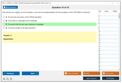 SAP C_HCDEV_01 SAP Certified Development AssociateSAP HANA Cloud 1.0 Practice test exam simulator test engine exam Prep practice test questions answers Image 10