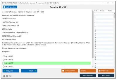 SAP C_TSCM52_67 SAP Certified Application Associate - Procurement with SAP ERP 6.0 EhP7 Practice test exam simulator test engine exam Prep practice test questions answers Image 10