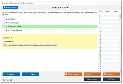 Cisco 500-220 Engineering Cisco Meraki Solutions (ECMS) v2.2 Practice test exam simulator test engine exam Prep practice test questions answers Image 7