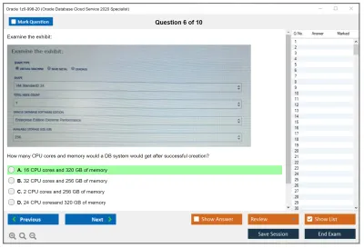 Oracle 1z0-998-20 Oracle Database Cloud Service 2020 Specialist Practice test exam simulator test engine exam Prep practice test questions answers Image 6