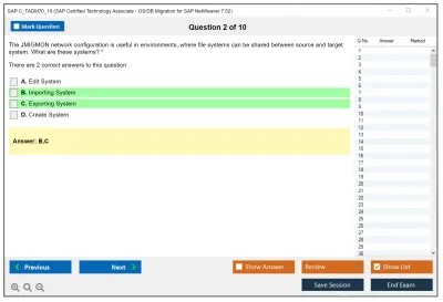 SAP C_TADM70_19 SAP Certified Technology Associate - OS/DB Migration for SAP NetWeaver 7.52 Practice test exam simulator test engine exam Prep practice test questions answers Image 2