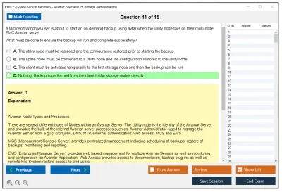 EMC E20-598 Backup Recovery - Avamar Specialist Exam for Storage Administrators Practice test exam simulator test engine exam Prep practice test questions answers Image 11