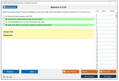 ACAMS CAMS Certified Anti-Money Laundering Specialist (6th Edition) Practice test exam simulator test engine exam Prep practice test questions answers Image 6