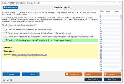 Amazon AWS DBS-C01 AWS Certified Database - Specialty Practice test exam simulator test engine exam Prep practice test questions answers Image 15